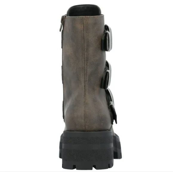 Madden NYC Faux Leather Buckle Combat Boots - Picture 2 of 13